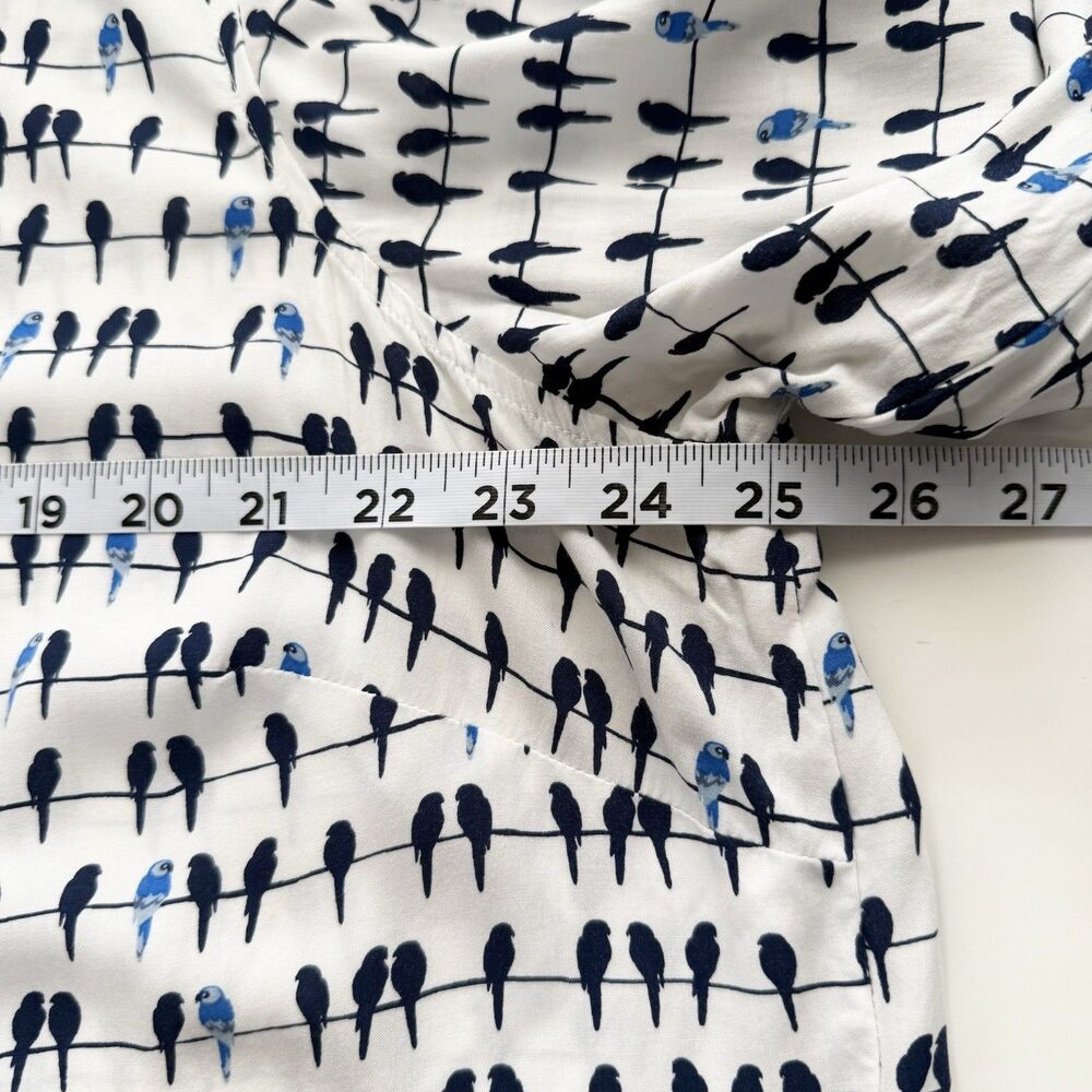 Jane and Delancey Womens Plus 1X Bird Print Button Up Shirt Roll Tab Sleeve Top - Picture 10 of 11